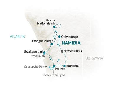 Namibia mit Kindern - Namibia for family - Reiseroute 2025