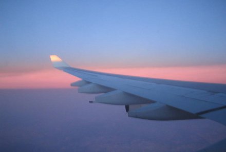 Costa Rica Familienreise - Costa Rica for family - Sonnenuntergang im Flugzeug