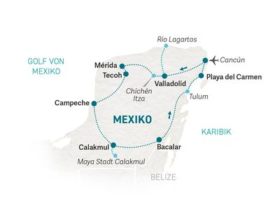 Mexiko Familienreise - Mexiko for family individuell - Reisekarte 2023