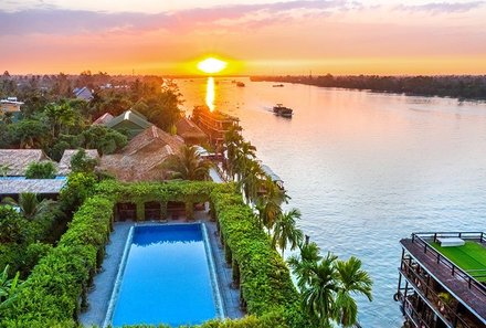 Vietnam & Kambodscha Familienurlaub - Mekong Lodge Aussenansicht